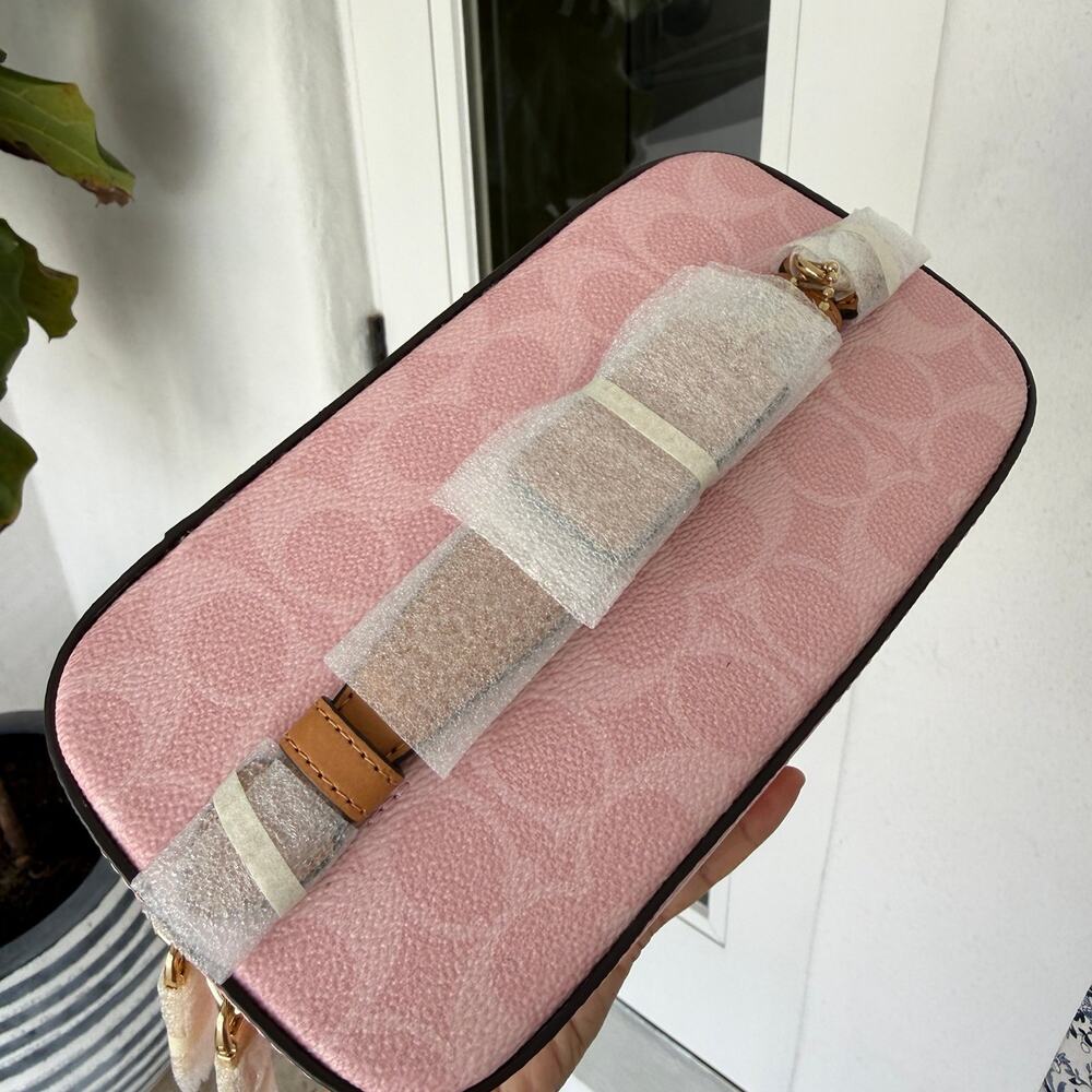 NWT Coach Cosmetic Case In Signature Canvas Gold/Powder Pink CEA56 - Picture 6 of 12